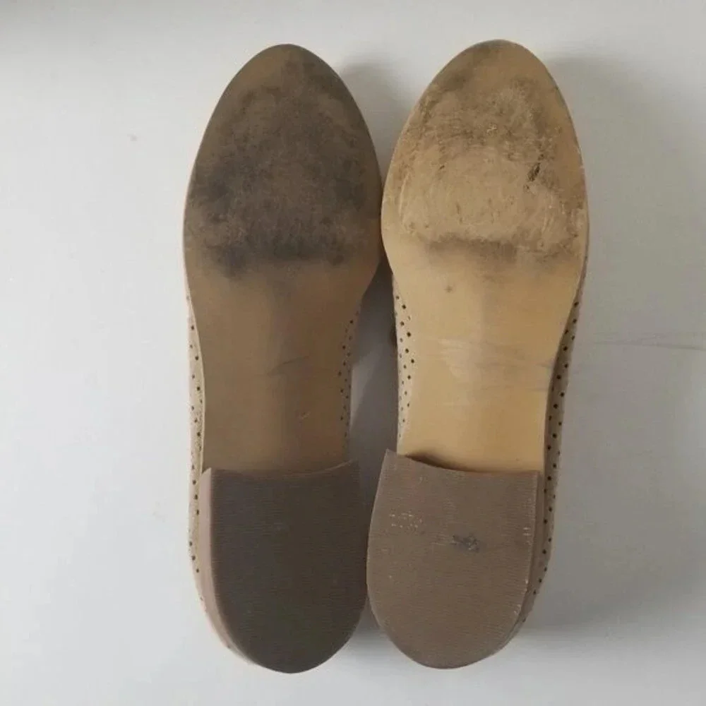 Susina Women's Beige Kellan Soft Suede Perforated Almond Toe Loafers‎